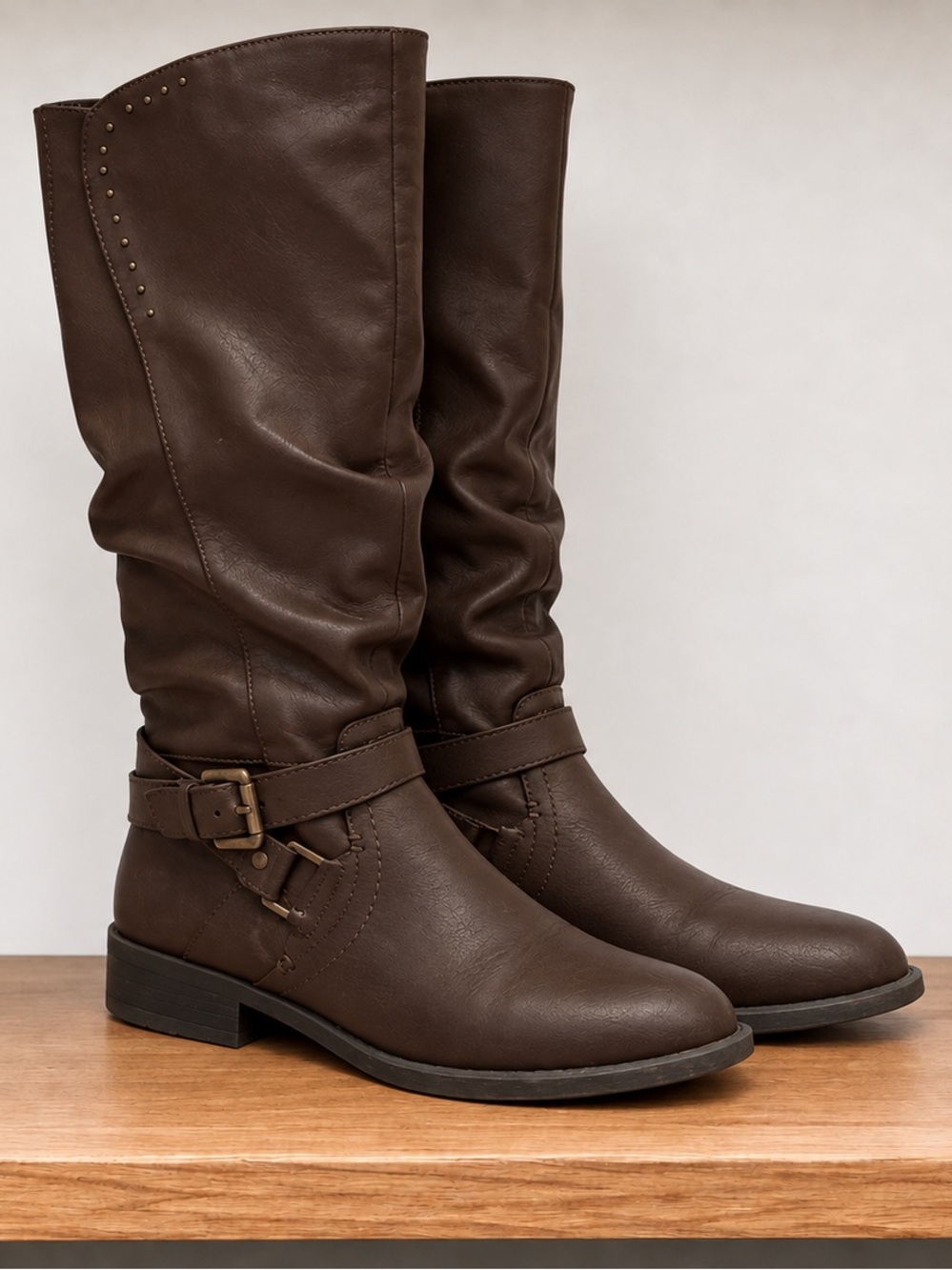 Amazon Kids Brown Mid-Calf Buckle Riding Boots
